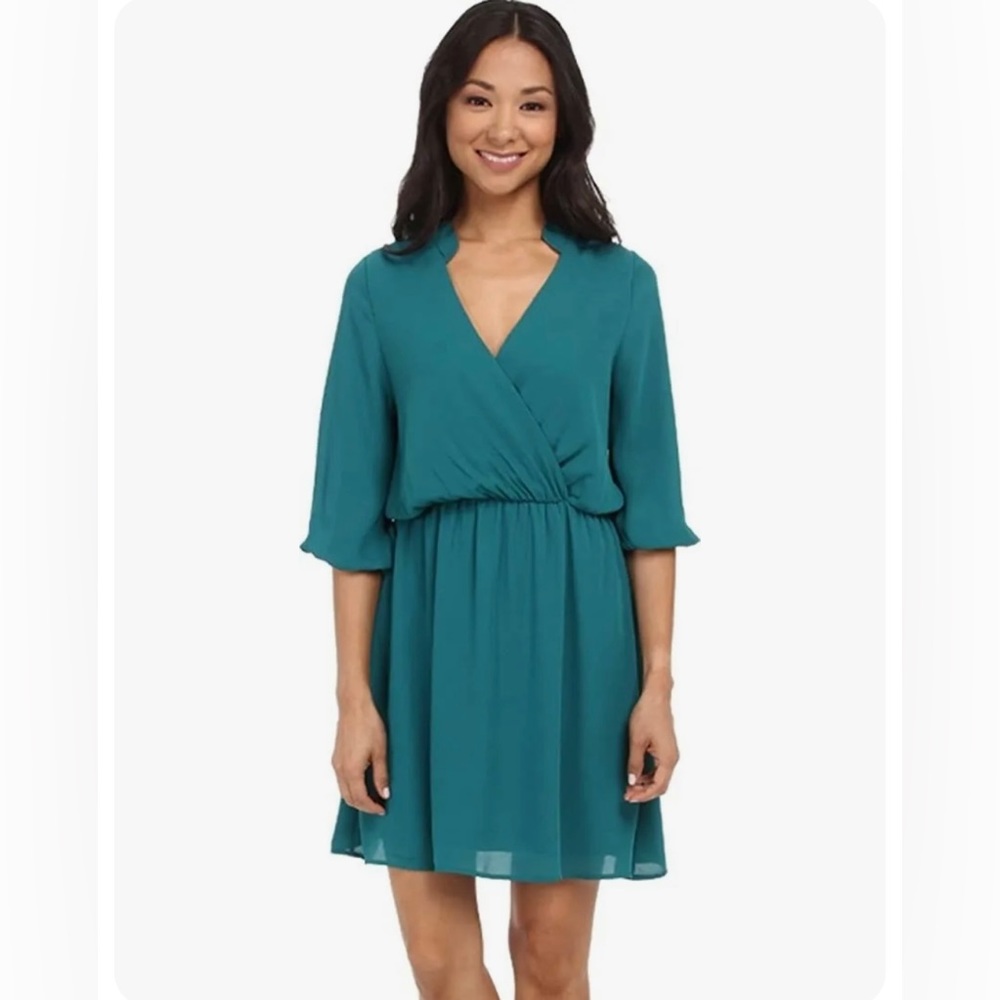 Brigitte Bailey 240016 Womens Solid Fit & Flare Dress Emerald Green Size Large